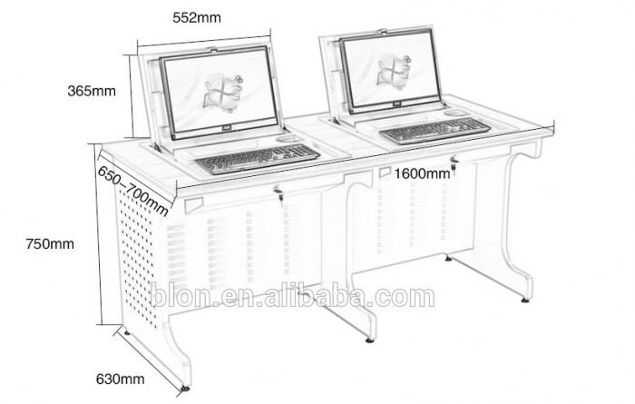 双人电脑桌带手动液晶屏翻转器 SK-22 Double