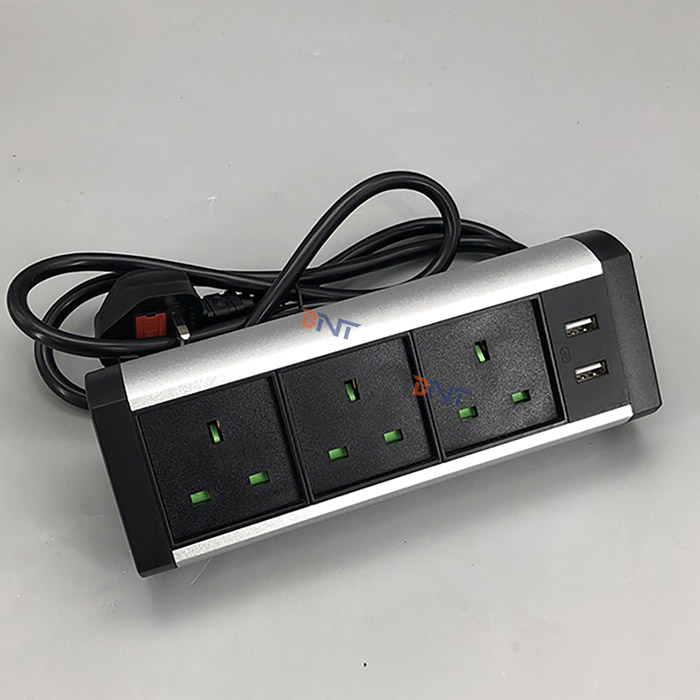 Triple UK power with usb charger table socket BTS-302UK