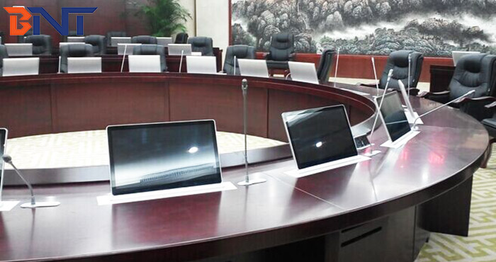 60 Units motorized monitor lift with 17.3” touch screen in Guangzhou for Government investment project