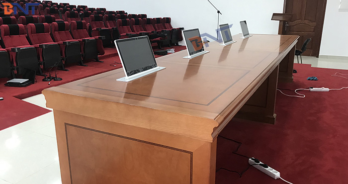 BNT provided ultra-thin motorized retractable screen for the hotels high grade conference room in Angola