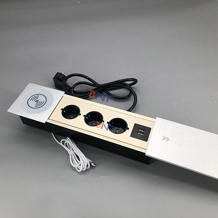 Sliding socket with wireless charger for conference table BC-08EU