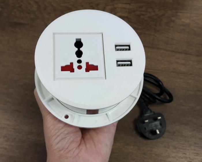 Round Table Socket With 1 Universal power +2usb charging TS80