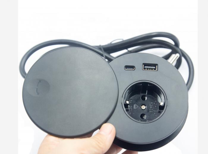 Round Table Socket 1*EU USB A+C charger TS90