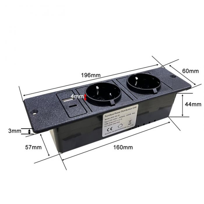 OEM/ODM CE Approved high quality eu 2-plug desktop sofa socket with usb a+c socket set for sofa TV cabinet