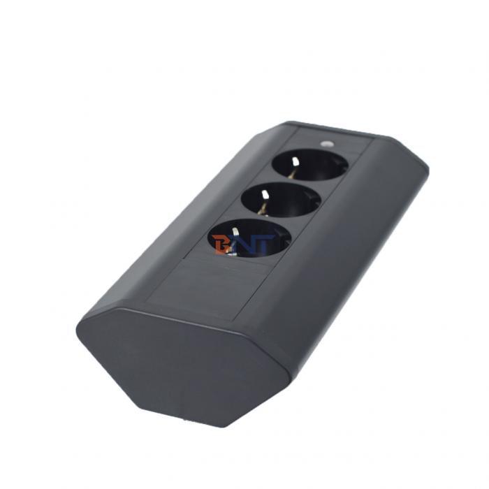 Corner power socket EU Electric Power socket with 3 AC power outlet suitable for office/ desktop/ tabletop/Kitchen worktop