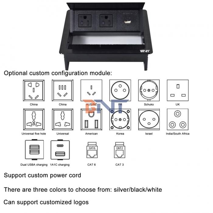 Factory UsDesktop Table Flip Cover 20W USB Socket Hidden Desktop Power Grommet Brush
