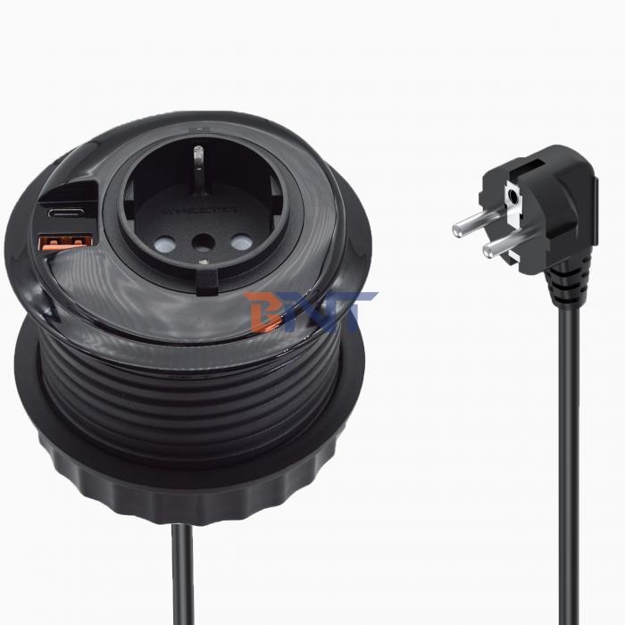 80mm Round Electrical Plugs & Eu Sockets Standard Outlets with USB Charging Type-C Port
