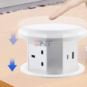 Electrical Desktop Pop up Power Socket Wifi Motorized Lifting Power Outlet With Wireless Charging Hidden Tabletop Socket