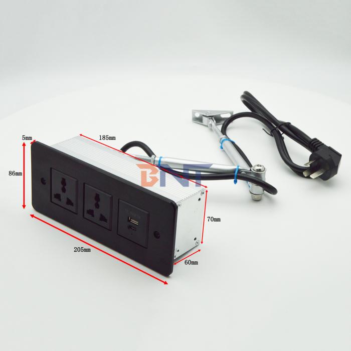 Recessed Power Strip USB C Fast Charge Flush Mount Desk Furniture Drawer Socket Conference Table Hidden Outlet