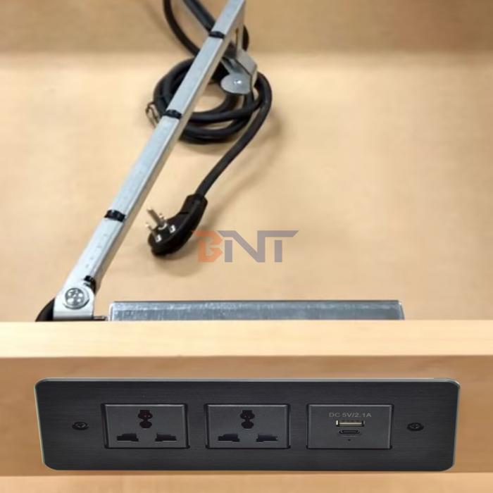 Recessed Power Strip USB C Fast Charge Flush Mount Desk Furniture Drawer Socket Conference Table Hidden Outlet