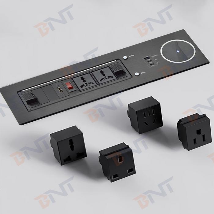 2 Universal 65W Fast Charging Tabletop Socket IP44 Level 10A Rated Current 2 AC Outlets EU Plug Standard for Office Use