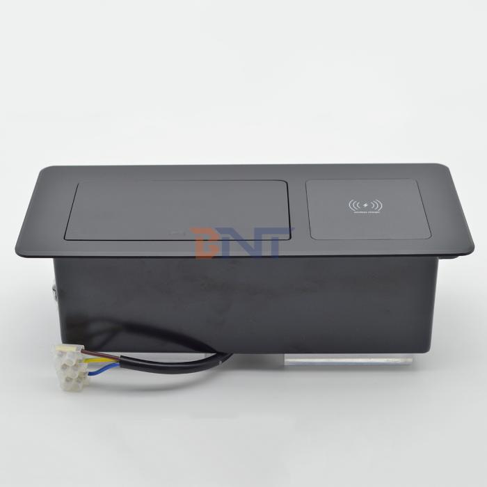 Desktop Table Hidden Charging Sockets Multi Connection Box Pop up Power Socket With Wireless Charging