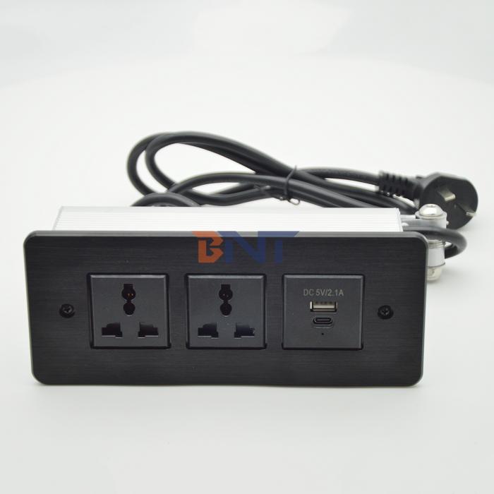 Recessed Power Strip USB C Fast Charge Flush Mount Desk Furniture Drawer Socket Conference Table Hidden Outlet