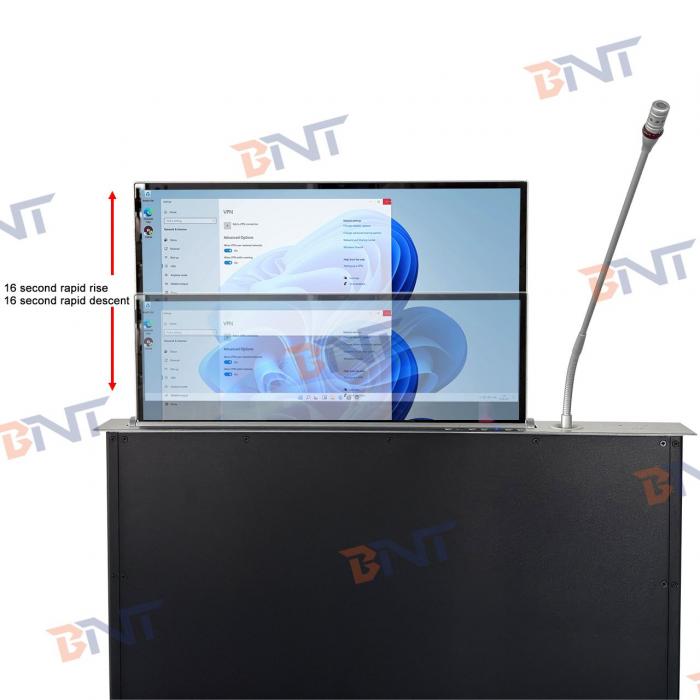 Intelligent Flush Mount Retractable Screen LCD Monitor Lift Fast Lifting Built-in Microphone for Conferences