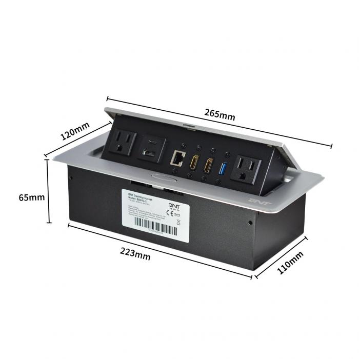 For UL Approved Smart Office Aluminum Alloy Pop-up Tabletop Power Socket with Modular Configurations