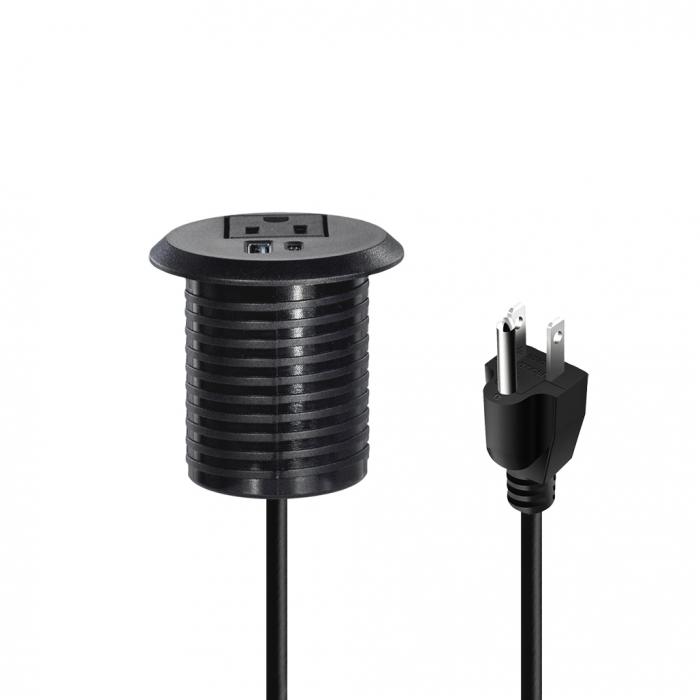 Plastic Recessed Mounted Table Power Socket with USB A+C Charging Ports