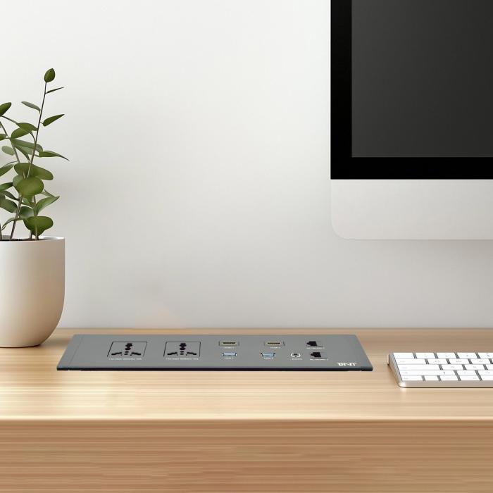 Desktop Embedded Multifunctional Power Socket Universal Plug Options with Dual USB a Ports IP44 Level