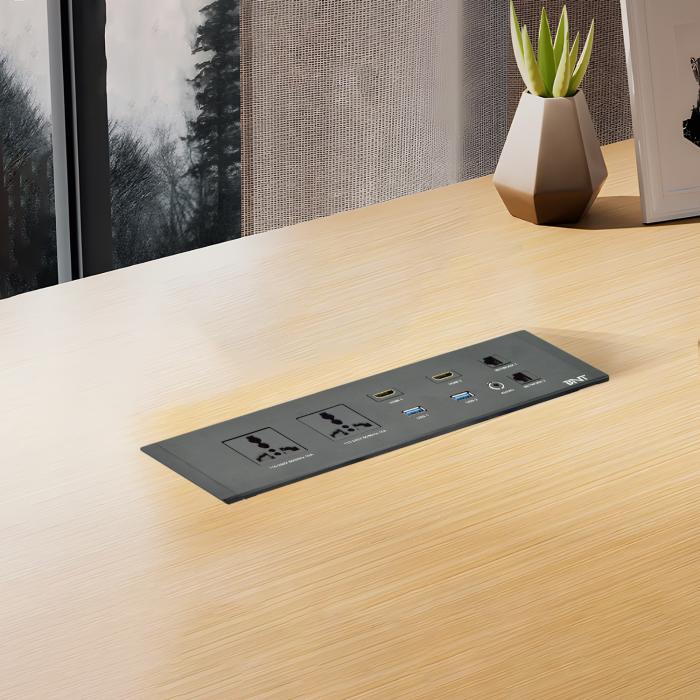 Desktop Embedded Multifunctional Power Socket Universal Plug Options with Dual USB a Ports IP44 Level