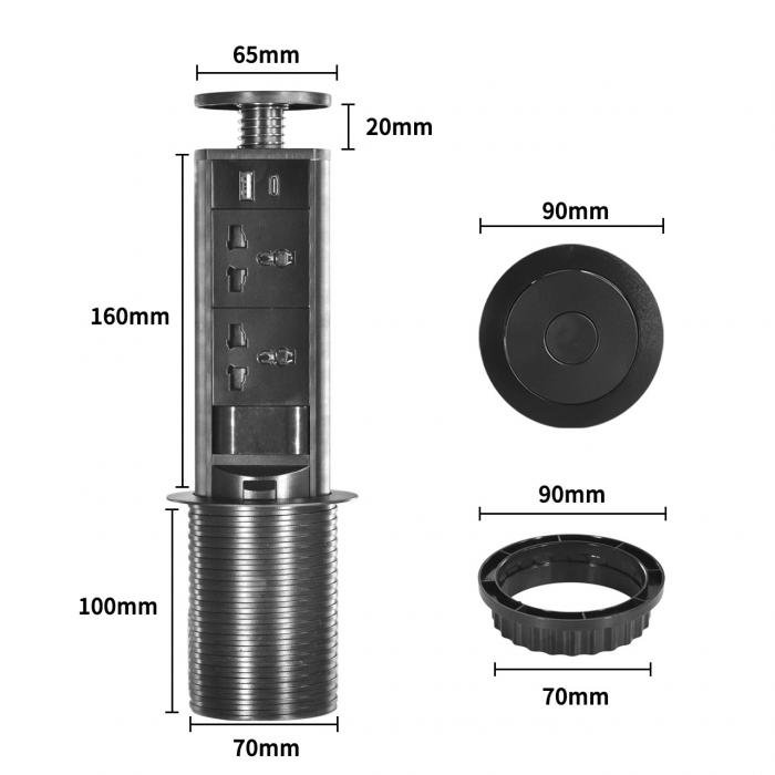 Universal Power Kitchen Socket Sacar El Enchufe De La Cocina Hidden Tabletop Pop up Kitchen Sockets for Modern Smart Kitchen