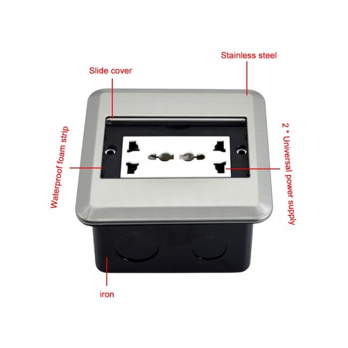 BNT Floor Mount Ground Socket Hidden Slide Cover Floor Socket with Sliding Lid for Office Room