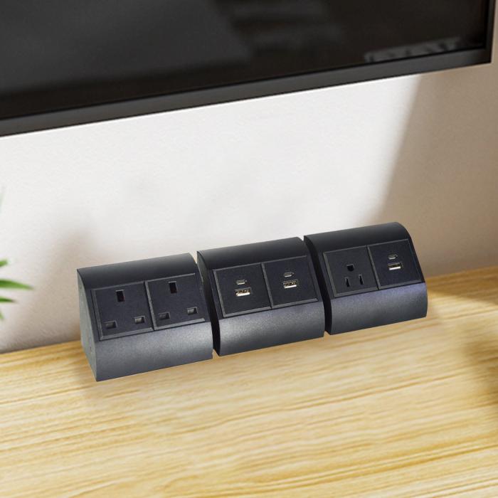 Office & Home Desk Corner UK Socket with 2 Outlets for Multiple Devices