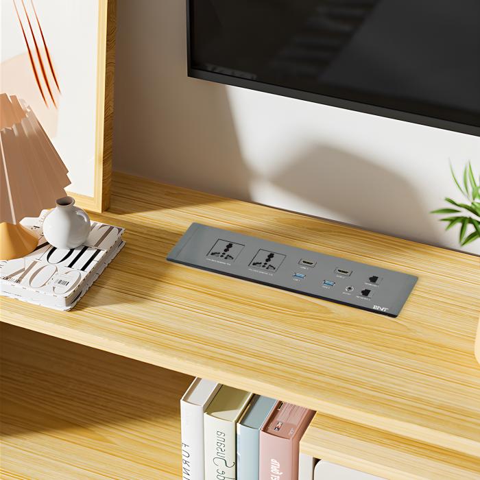 Desktop Embedded Multifunctional Power Socket Universal Plug Options with Dual USB a Ports IP44 Level