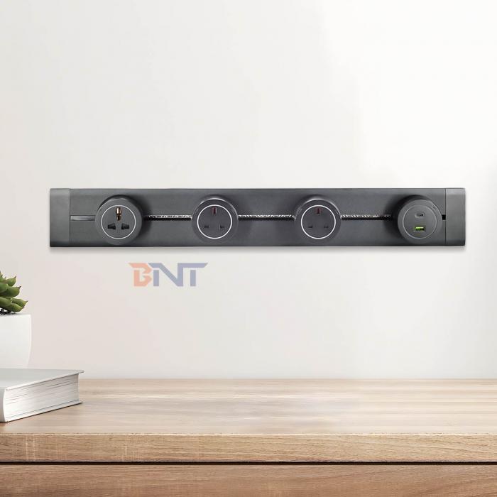 Modern Style Wall-Mounted Power Rail Track Socket Convenient Multi-Outlet Removable AC Socket for Universal UK Standards