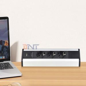Adhesive clip design 3 EU AC Outlets USB A+C Fast Charge Desktop Clamp Socket Power Strip