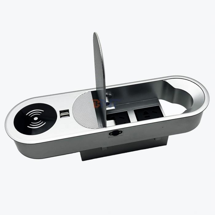 Multifunctional 2AC and 2USB A Charing Outputs Desktop Power Socket with Wireless Charger