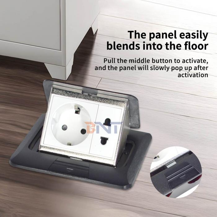 Waterproof EU Power Ground Socket Slow Pop-up Hidden Floor Socket with Low Price