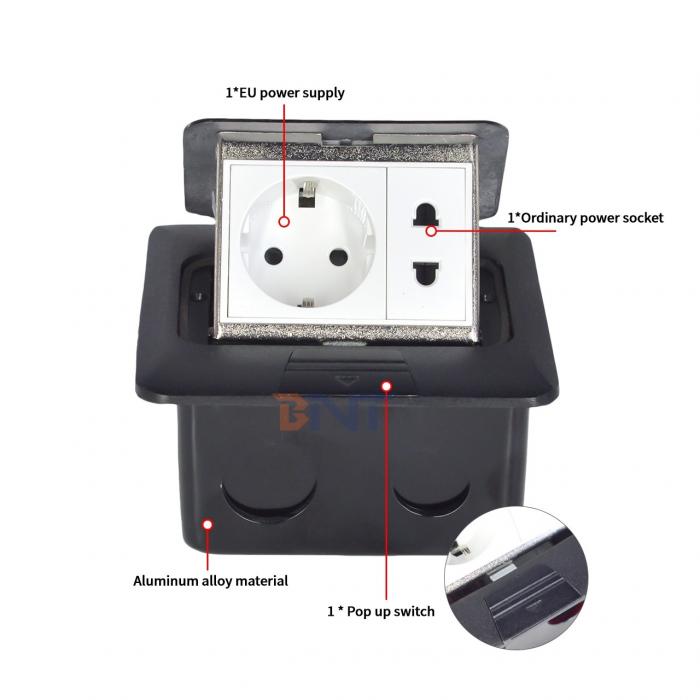 Waterproof EU Power Ground Socket Slow Pop-up Hidden Floor Socket with Low Price