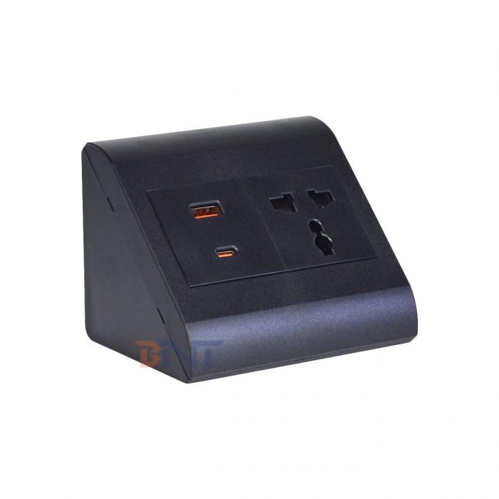 Universal Socket for Office & Home 1 Outlets Tabletop Power Socket with USB A+C Outlets IP44 for Multiple Devices