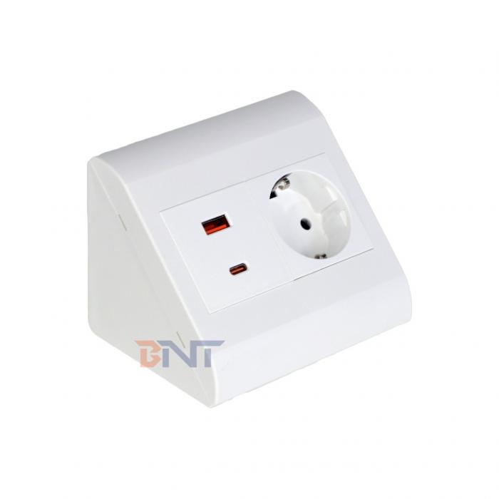 Portable Tabletop EU Socket for Office & Home IP44 with USB A+C Output Ports for Multiple Devices