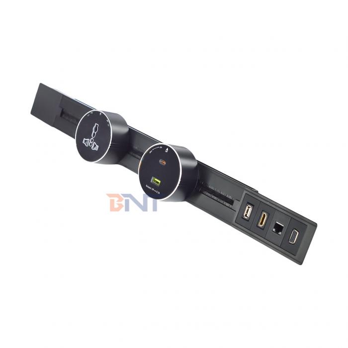 Convenient Wall-Mounted Multi-Outlet Power Rail Track Socket New Removable Aluminum Alloy Socket WIth Weak Current Interface