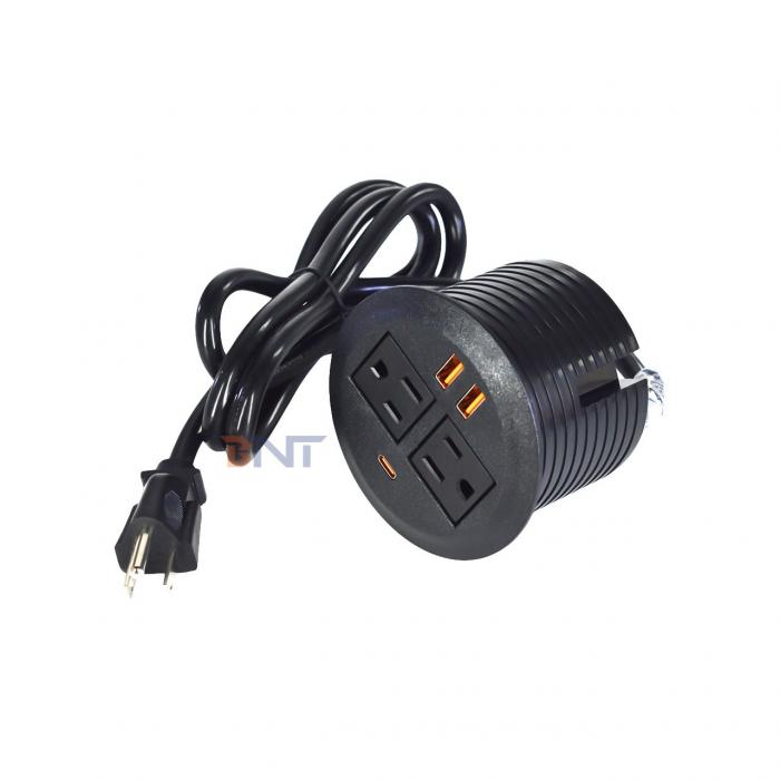 Round Sofa Set Embedded Electric Power Socket with 2 US Standard Power Outlets & Dual USB A Charging Socket 65W