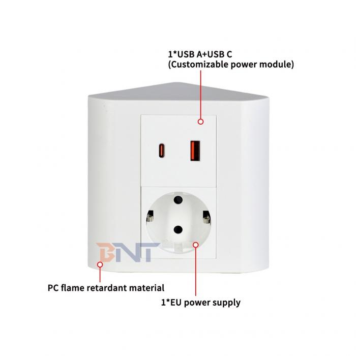 Portable Tabletop EU Socket for Office & Home IP44 with USB A+C Output Ports for Multiple Devices
