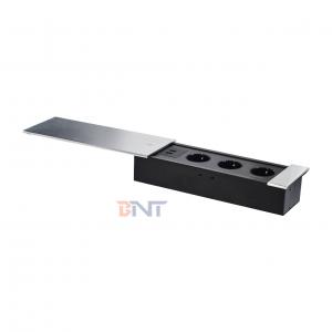 Euro Tabletop Electric Power Socket Slip-Open Design with 3 AC Outlets 16A Rated EU Plug Standard