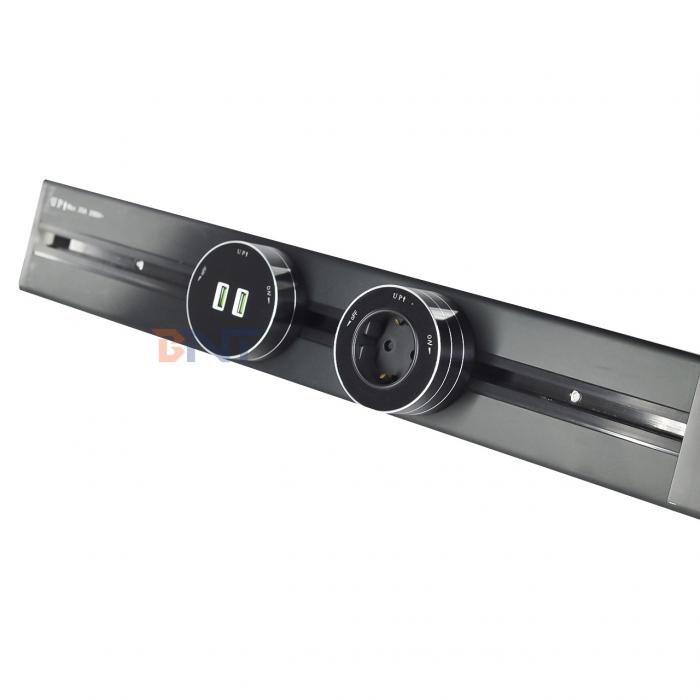 Multi Outlets Power Rail Track Socket 60CM Wall Mounted Removable Power Socket With 1AC & USB A+C