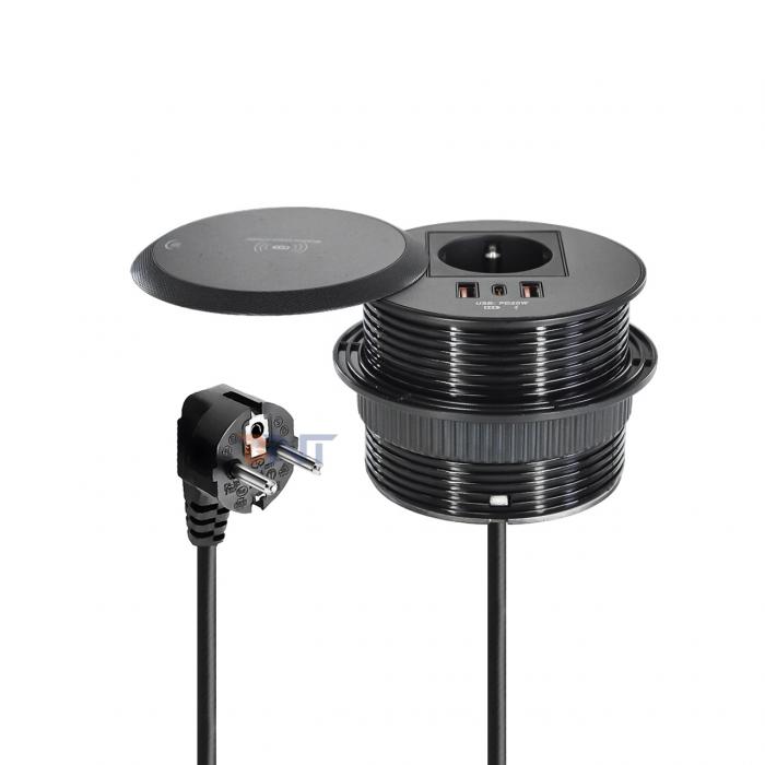 Embedded Design Table or Sofa Power Outlet EU Standard Power Socket With 2 Type A+1 Type C Charging Ports
