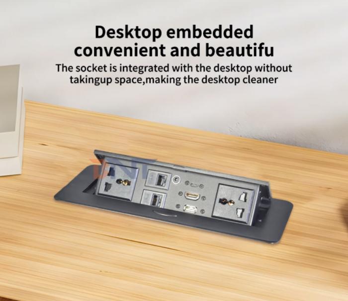 New Launch Round Corner Pop-Up Table Top Socket Box - Multi-Functional Configuration with Multiple Plug Outlets, Factory Wholesale Price for Commercial & Residential Use