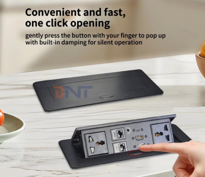 New Launch Round Corner Pop-Up Table Top Socket Box - Multi-Functional Configuration with Multiple Plug Outlets, Factory Wholesale Price for Commercial & Residential Use