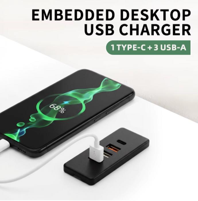 New Embedded Desktop Multi-Port USB Charger Officially Launched, Redefine Desktop Power Management Experience