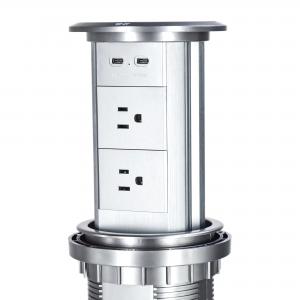 Motorized Pop-Up Table Socket with Four AC Outlets, USB-A/C and Wireless Charging