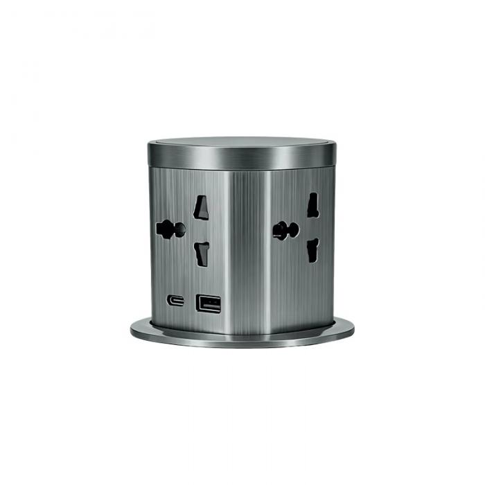 85 mm Pop-Up Desk Socket with Four AC Outlets, USB-A/C and Wireless Charging