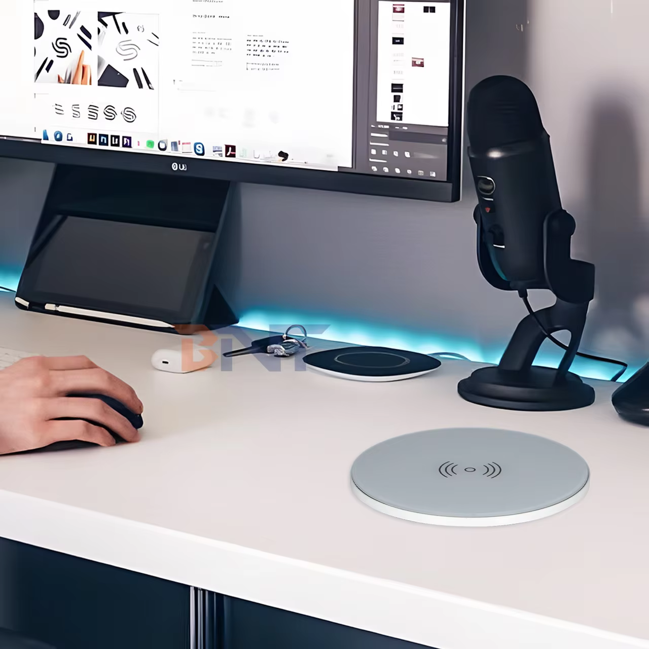 Glass Top Pop-Up Socket, 3 AC + USB-A/C + Wireless (PP125)
