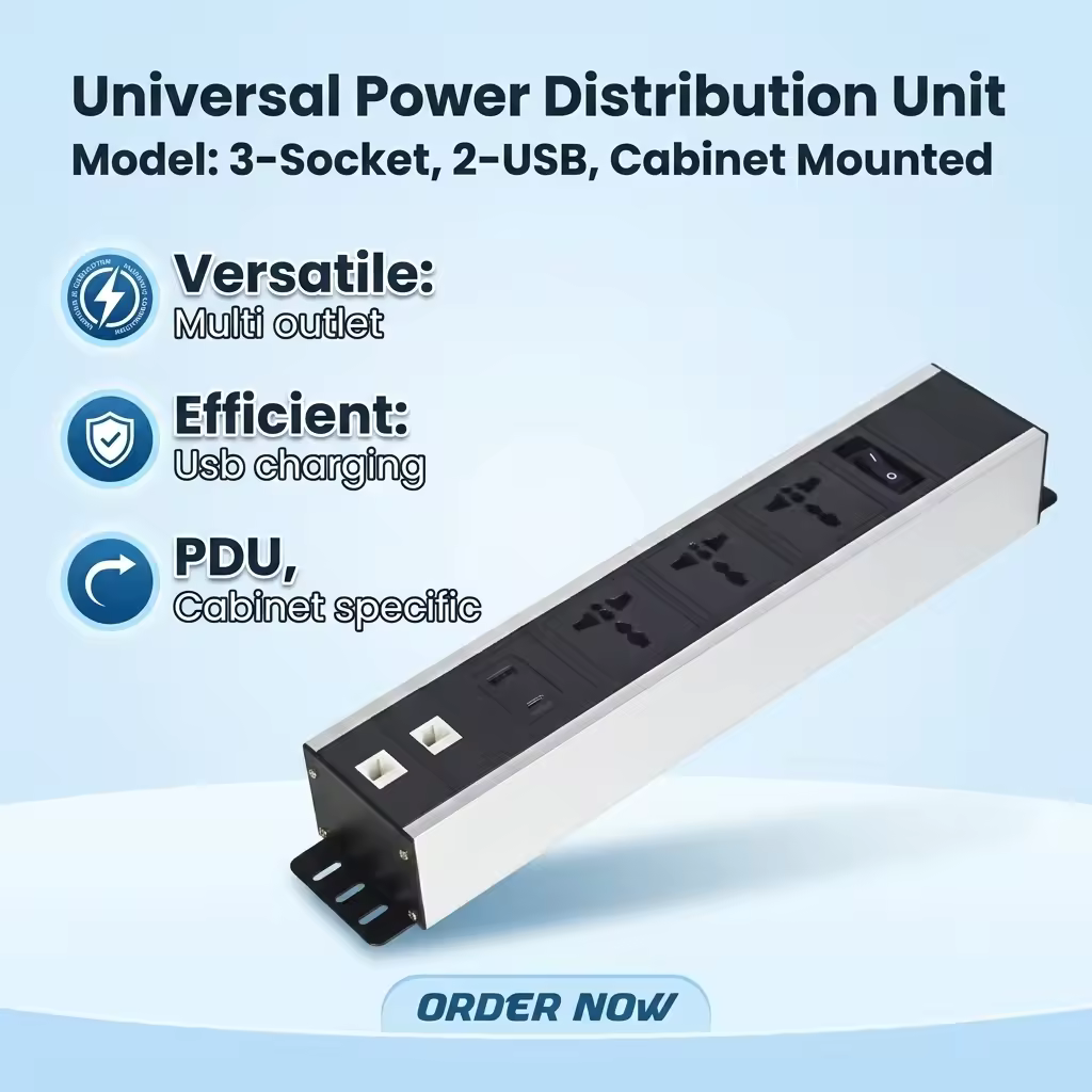3-Outlet PDU Power Strip with USB and RJ45 (PDU-401)