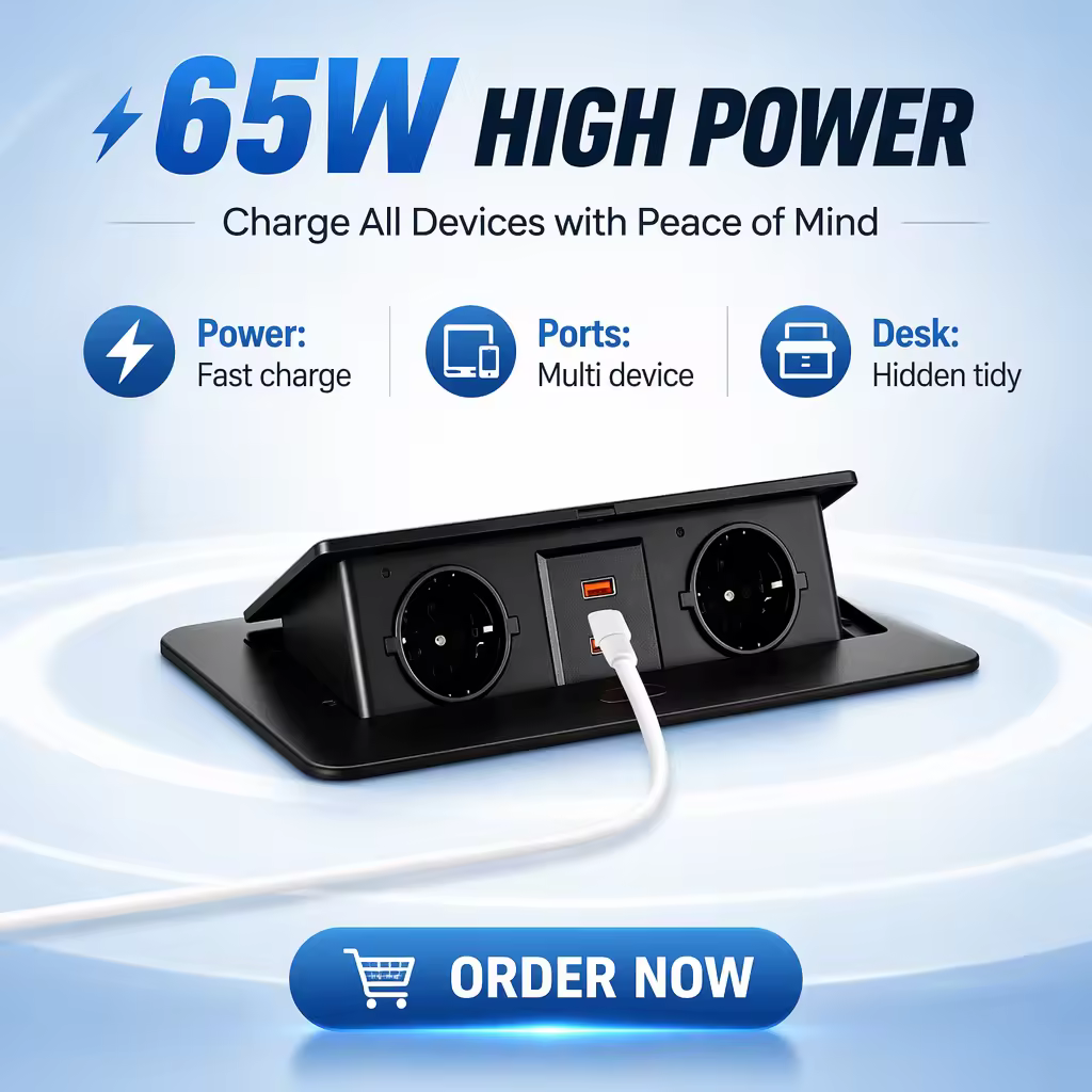 Pop-Up Desk Socket with 65 W USB PD Charging (BD650)