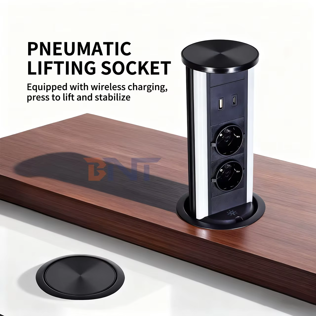 98 mm Pneumatic Pop-Up Socket, EU + USB-A/C (PP98-1EU)