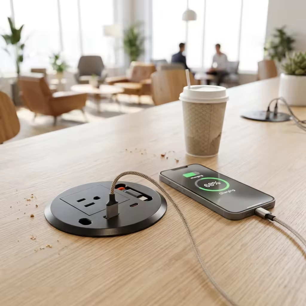 Mini Grommet Socket with Retractable USB-C Cable (TS-100)