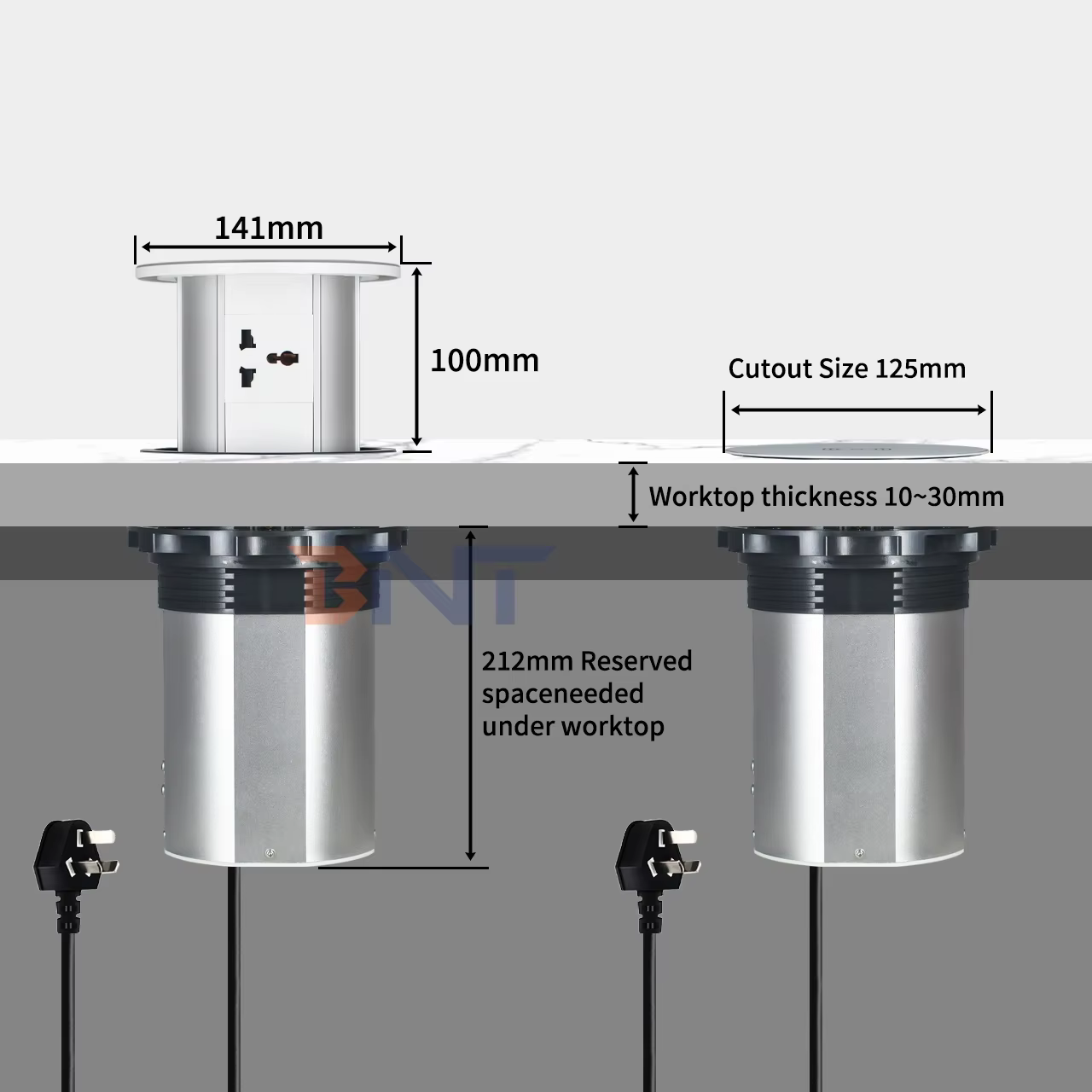 Glass Top Pop-Up Socket, 3 AC + USB-A/C + Wireless (PP125)